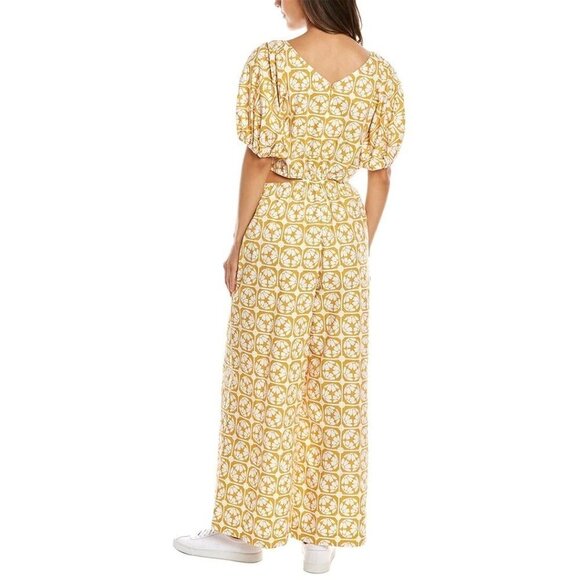 Rebecca Taylor Floral Wide Leg Poplin Jumpsuit in Lattice Fleur Honey Combo 0 - Picture 14 of 15